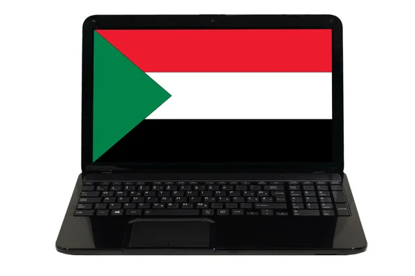 Laptop mit Sudan-Nationalflagge — Stockfoto