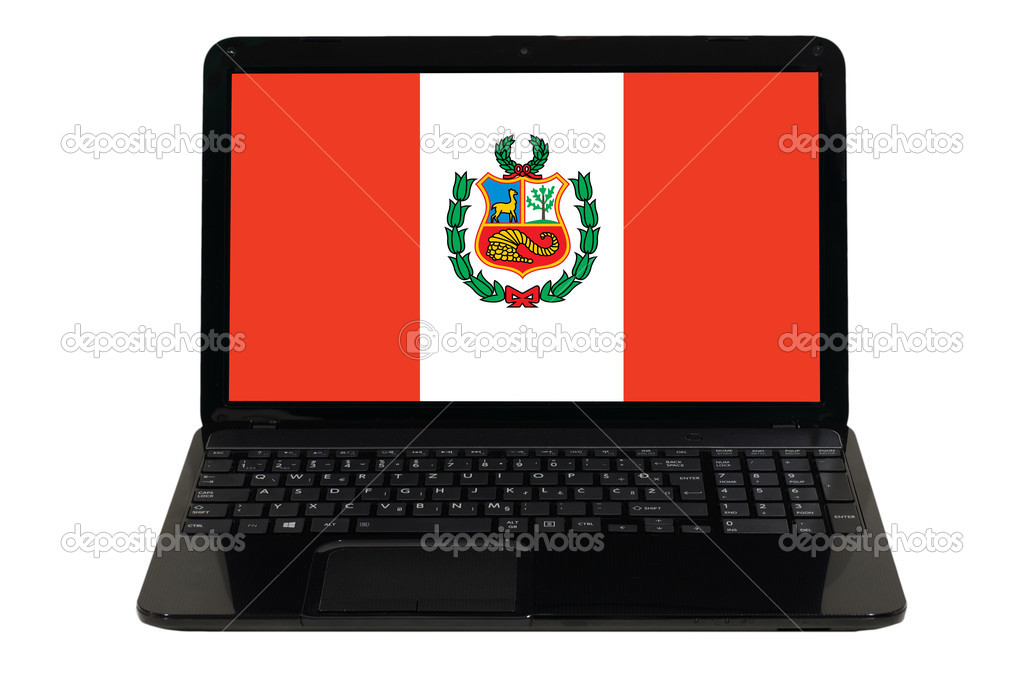 laptop computer with national flag of peru