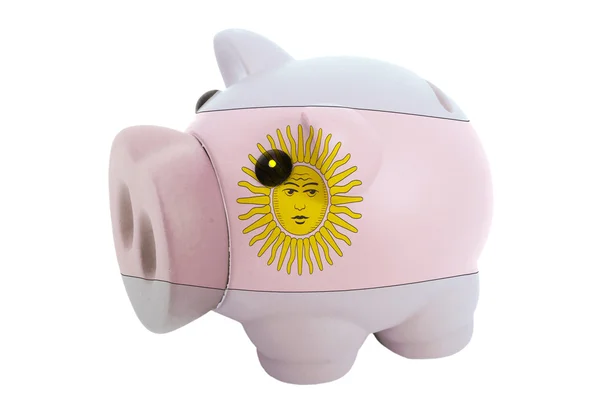 Porquinho rico banco em cores bandeira nacional da argentina para sav — Fotografia de Stock