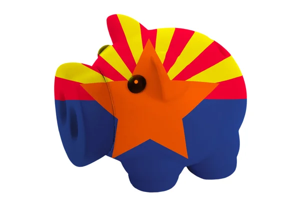 Rika piggy bank i färger flagga amerikanska delstaten arizona — Stockfoto