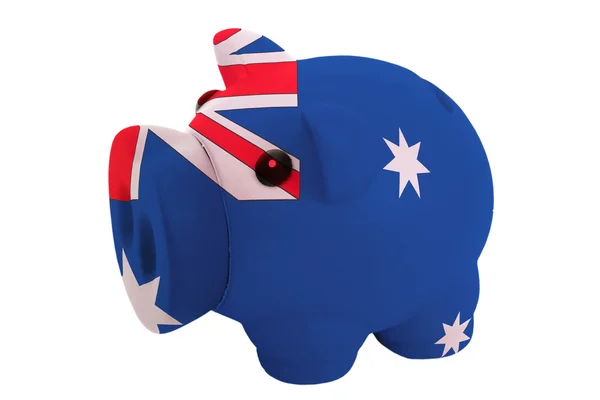 Piggy rich bank in colors national flag of australia for sav — Stock Photo, Image