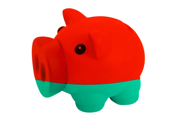 Porquinho rico banco em cores bandeira nacional de belarus para savin — Fotografia de Stock
