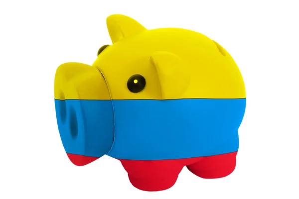 Piggy rijke bank in de nationale vlag van de kleuren van de columbia voor savi — Stockfoto