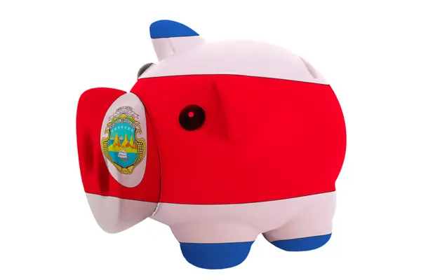 Piggy rich bank in colors national flag of costarica for sav — Stock Photo, Image