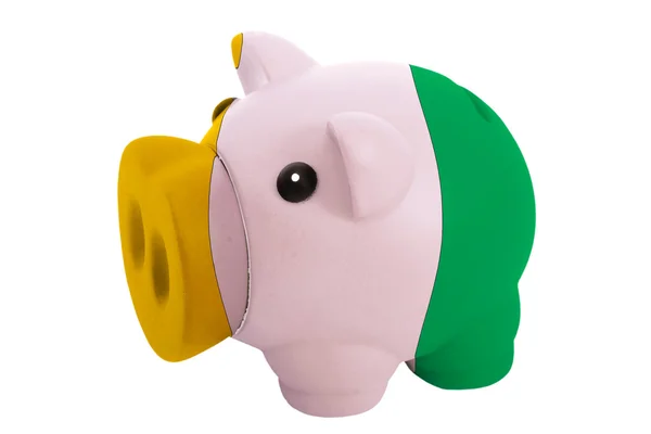 Piggy rich bank in colors national flag of cote ivore for sa — Stock Photo, Image