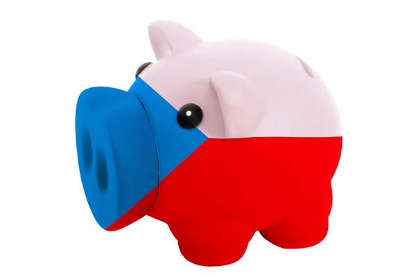 Piggy rich bank in colors national flag of czech for saving — Stock Photo, Image