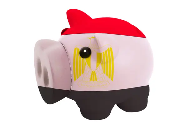 Porquinho rico banco em cores bandeira nacional do Egito para salvar — Fotografia de Stock