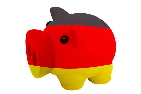 Piggy rijke bank in kleuren nationale vlag van Duitsland voor savin — Stockfoto