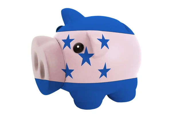 Savi için honduras ulusal bayrak renkleri zengin Piggy banka — Stok fotoğraf