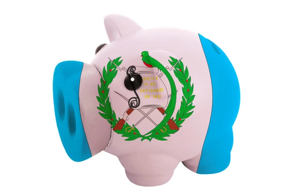 Piggy rijke bank in kleuren nationale vlag van guatemala voor sav — Stockfoto