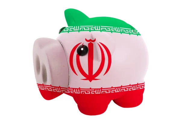 Prasátko bohaté banka v barvy státní vlajky z Íránu za záchranu m — Stock fotografie