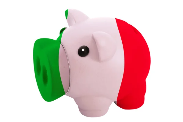 Piggy rijke bank in kleuren nationale vlag van Italië voor opslaan — Stockfoto