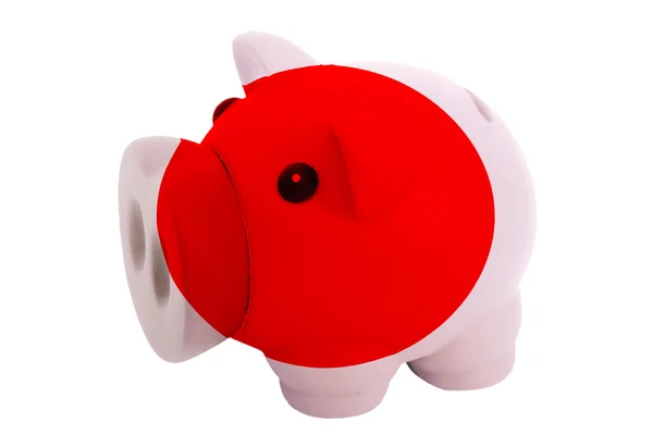 Piggy rich bank in colors national flag of japan for saving — Stock Photo, Image