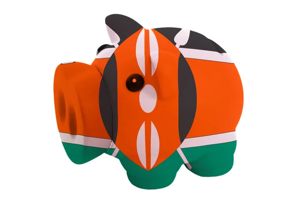 Piggy rich bank in colors national flag of kenya for saving — Stock Photo, Image