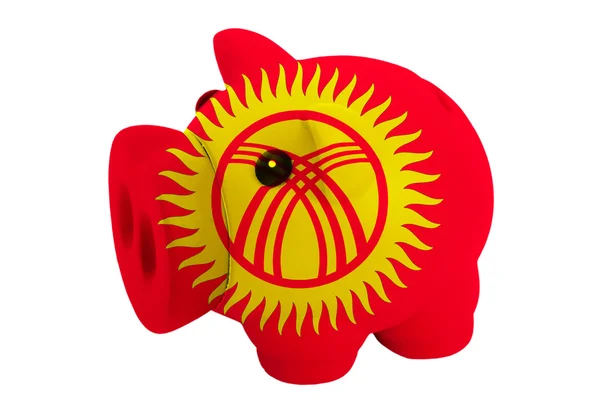 Sparschwein reich in den Farben der Nationalflagge von Kirgisistan für s — Stockfoto