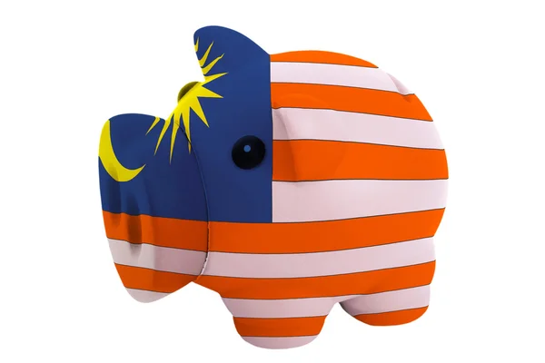 Porquinho rico banco em cores bandeira nacional da Malásia para savi — Fotografia de Stock