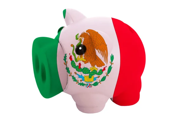 Piggy rich bank in colors national flag of mexico for saving — Stock Photo, Image