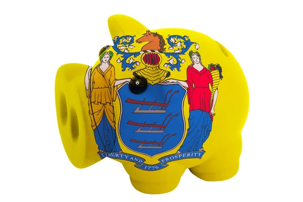 Alcancía rica banco en colores bandera del estado americano de Nueva Jersey — Foto de Stock