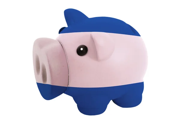 Rika piggy bank i färger nationella flagga nicaragua för sav — Stockfoto