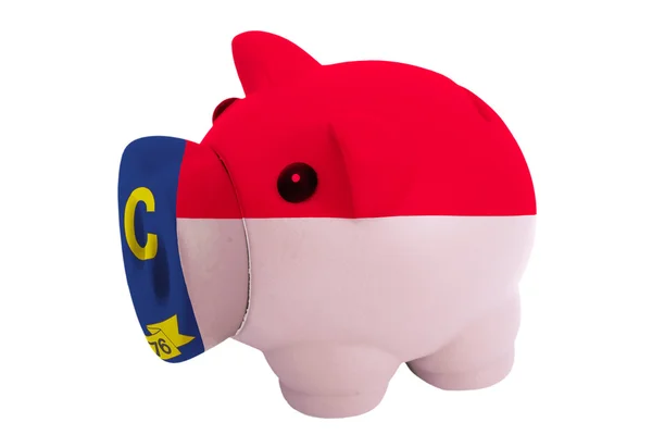 Piggy rika bank i färger amerikansk flagg norr Carol — Stockfoto