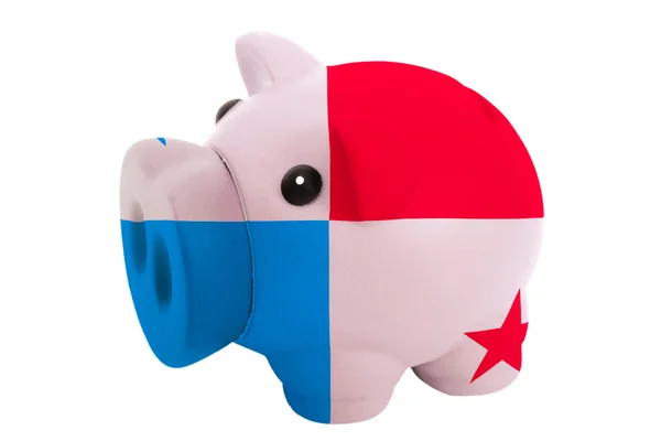 Piggy rich bank in colors national flag of panama for saving — Stock Photo, Image