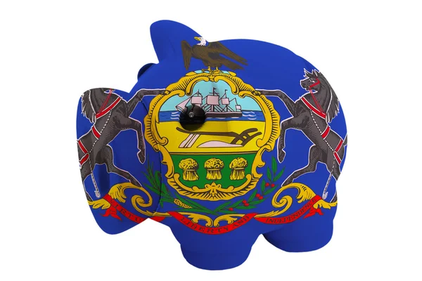 Rika piggy bank i färger amerikansk flagg av pennsylvani — Stockfoto