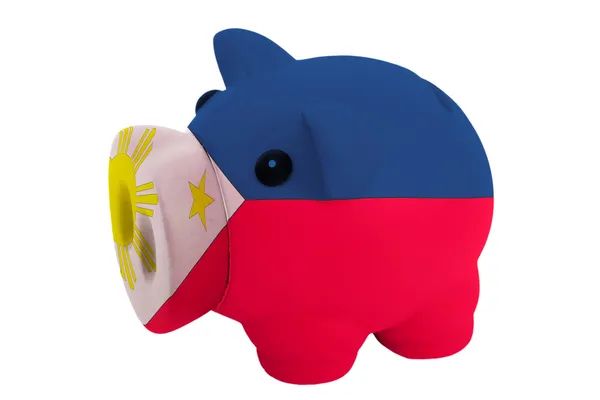 Piggy rijke bank in de nationale vlag van de kleuren van de Filippijnen voor s — Stockfoto