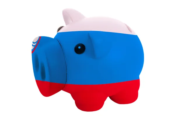 Rika piggy bank i färger nationella flagga Slovenien för att spara — Stockfoto