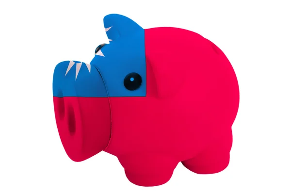 Piggy rich bank in colors national flag of taiwan for saving — Stock Photo, Image