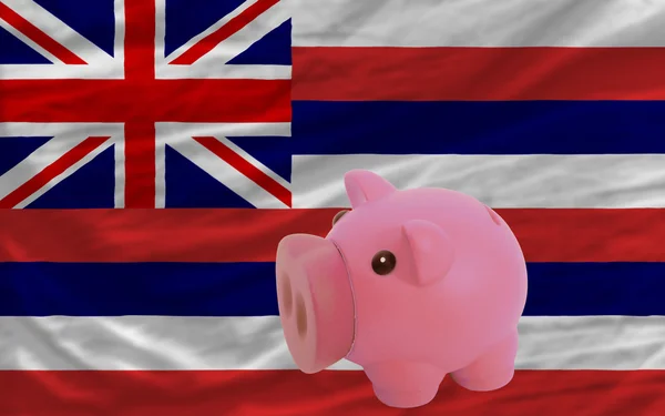 Sparschwein und Flagge des amerikanischen Staates Hawaii — Stockfoto