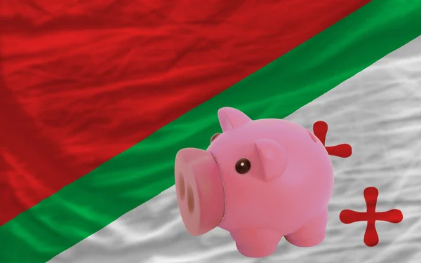 Piggy rich bank and national flag of katanga — стоковое фото