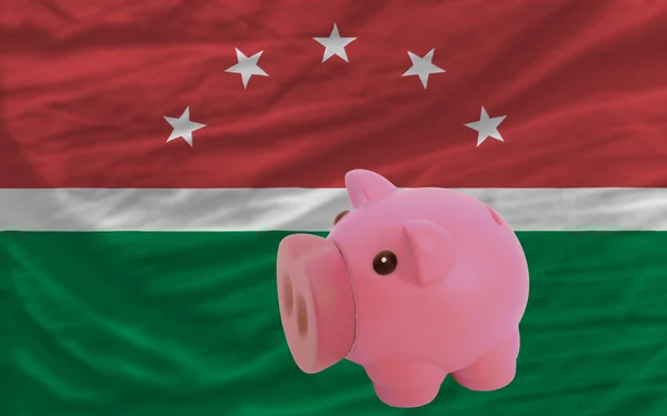 Piggy rijke bank en de nationale vlag van Maghreb — Stockfoto