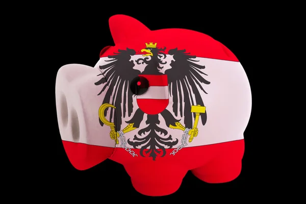 Piggy rich bank in colors national flag of austria for saving — Stock Photo, Image