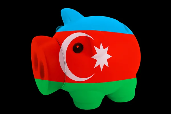 Prasátko bohaté banka v barvy státní vlajky Ázerbájdžánu pro savi — Stock fotografie