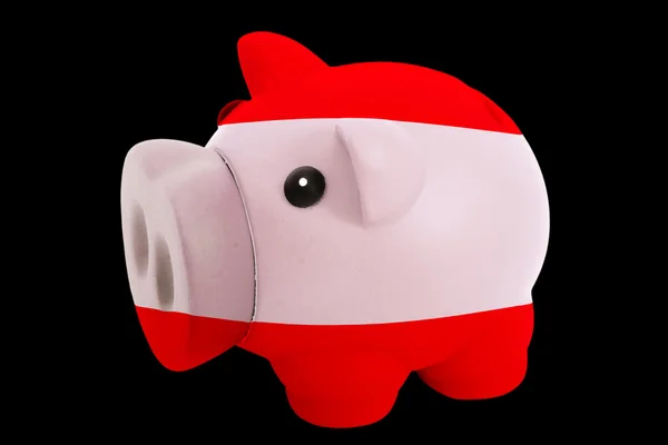 Piggy rich bank in colors national flag of austria for saving — Stock Photo, Image