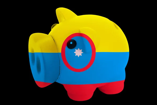 Piggy rijke bank in de nationale vlag van de kleuren van de columbia voor opslaan — Stockfoto