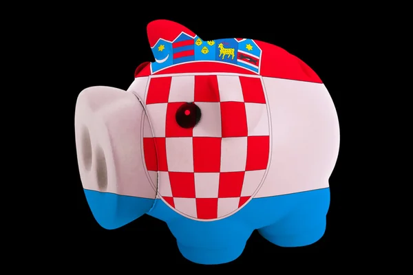 Piggy rijke bank in kleuren nationale vlag van Kroatië voor het opslaan — Stockfoto