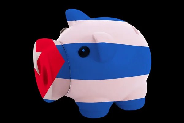 Piggy rich bank in colors national flag of cuba for saving mon — Stock Photo, Image