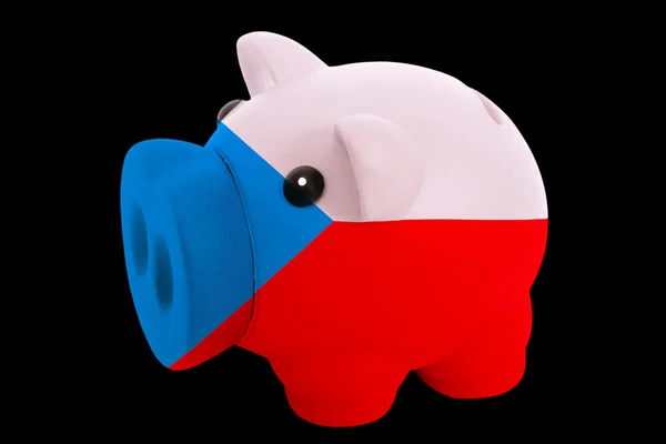 Porquinho rico banco em cores bandeira nacional de checo para salvar mo — Fotografia de Stock
