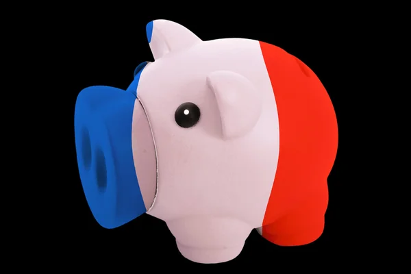 Piggy rich bank in colors national flag of france for saving m — Stock Photo, Image
