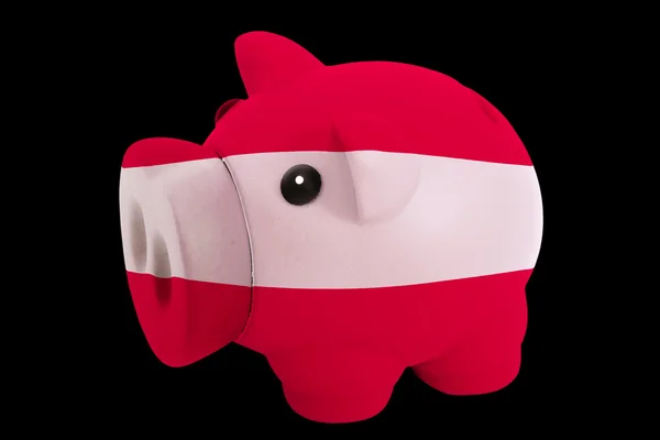 Piggy rich bank in colors national flag of latvia for saving m — Stock Photo, Image