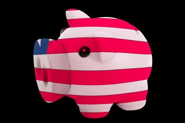 Piggy rich bank in colors national flag of liberia for saving — Stock Photo, Image