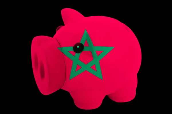 Prasátko bohaté banka v barvách státní vlajka Maroka pro uložení — Stock fotografie
