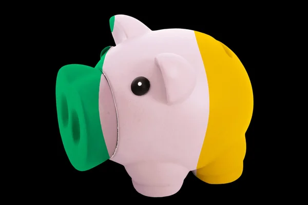 Piggy rich bank in colors national flag of ireland for saving — Stock Photo, Image