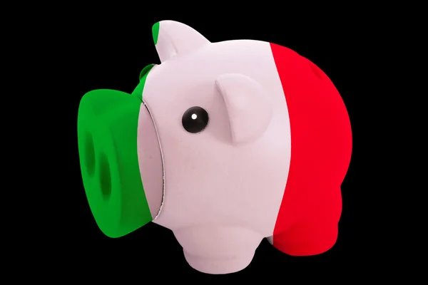 Piggy rijke bank in kleuren nationale vlag van Italië voor het opslaan van ma — Stockfoto