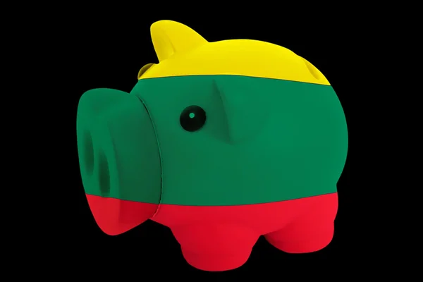 Piggy rich bank in colors national flag of lithuania for savin — Stock Photo, Image