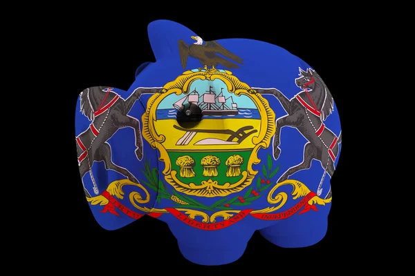 Rika piggy bank i färger flagga amerikanska delstaten pennsylvania — Stockfoto