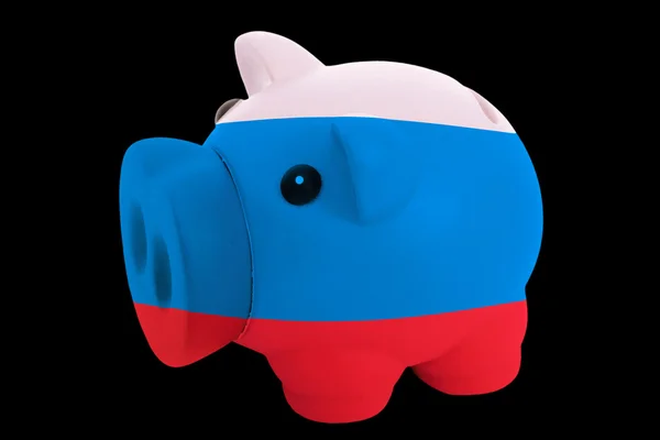 Rika piggy bank i färger nationella flagga Ryssland för att spara m — Stockfoto