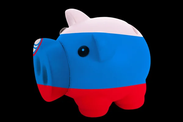 Porquinho rico banco em cores bandeira nacional de eslovenapara salvar mo — Fotografia de Stock