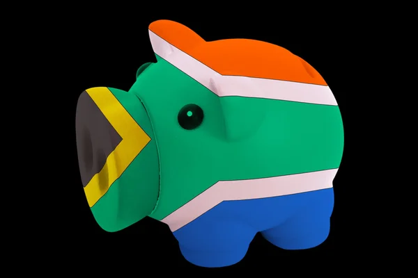Tirelire riche en couleurs drapeau national de l'Afrique du Sud pour sa — Photo